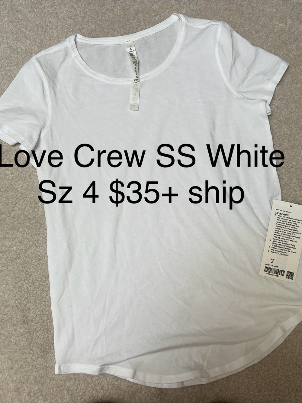 Lululemon Love Crew White Tee